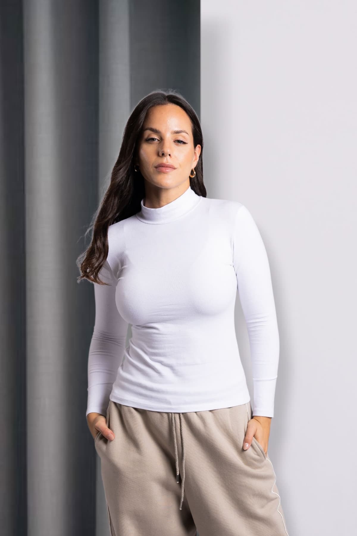 Media Polera En Algodon Lycra Premium (BLANCO)
